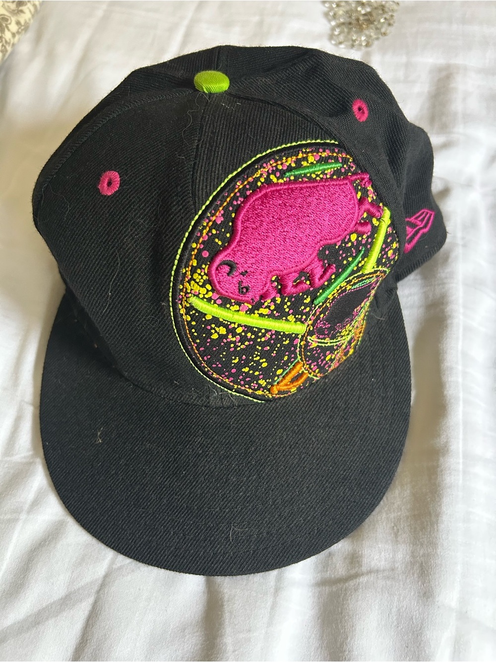 Vintage Buffalo Sabers Hat with Neon Pink & Lime Accent